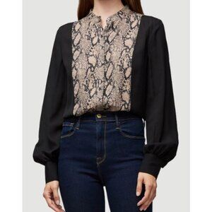 FRAME Denim Silk Colorblock Blouse Women's Size Small in Noir Multi New W/ Tags!